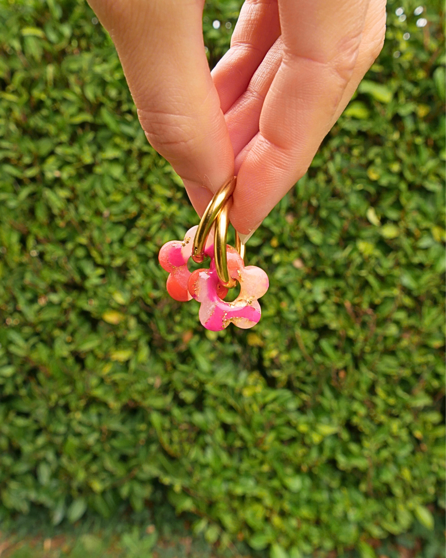 Créoles fleurs - Rose & orange