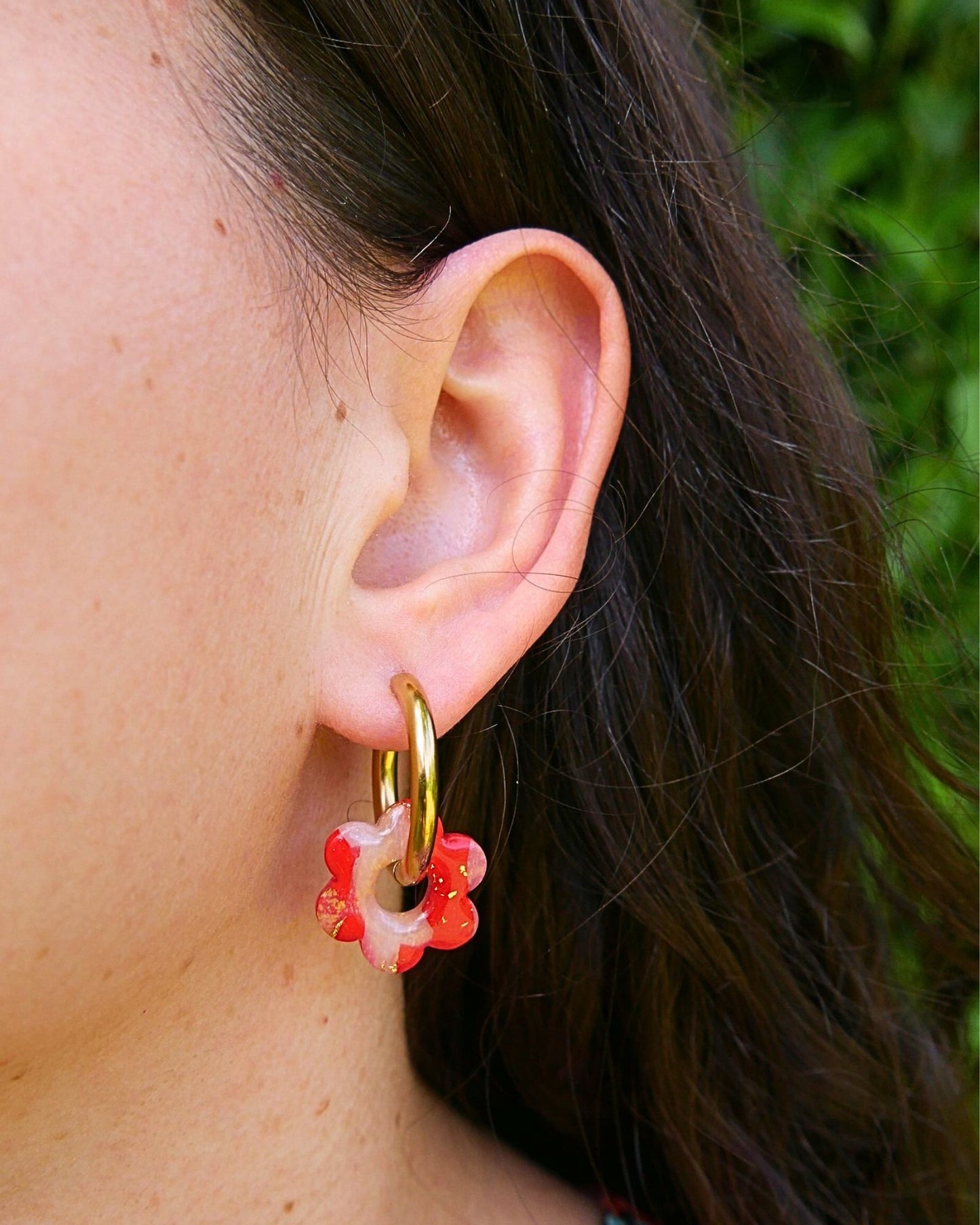 Créoles fleurs - Rouge