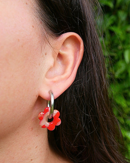 Créoles fleurs - Rouge