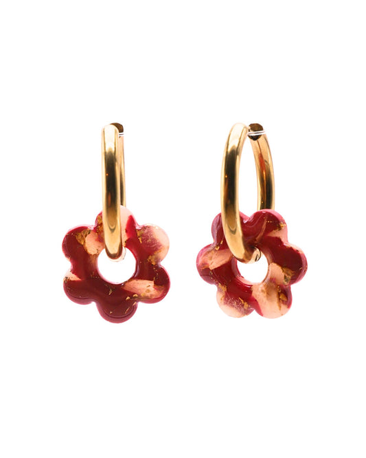 Créoles fleurs - Rouge rouille