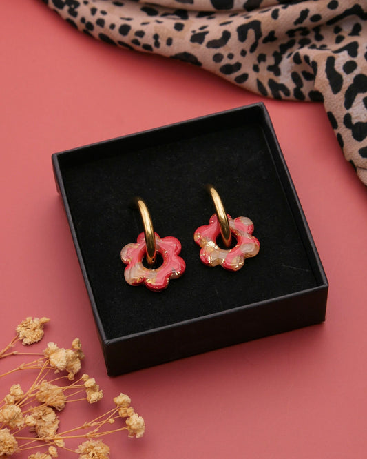 Créoles fleurs - Rouge rouille