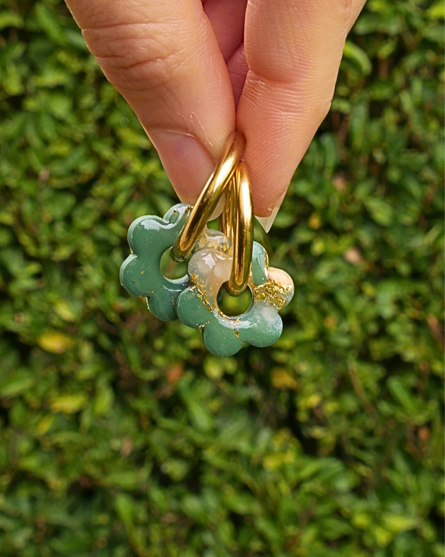 Créoles fleurs - Vert