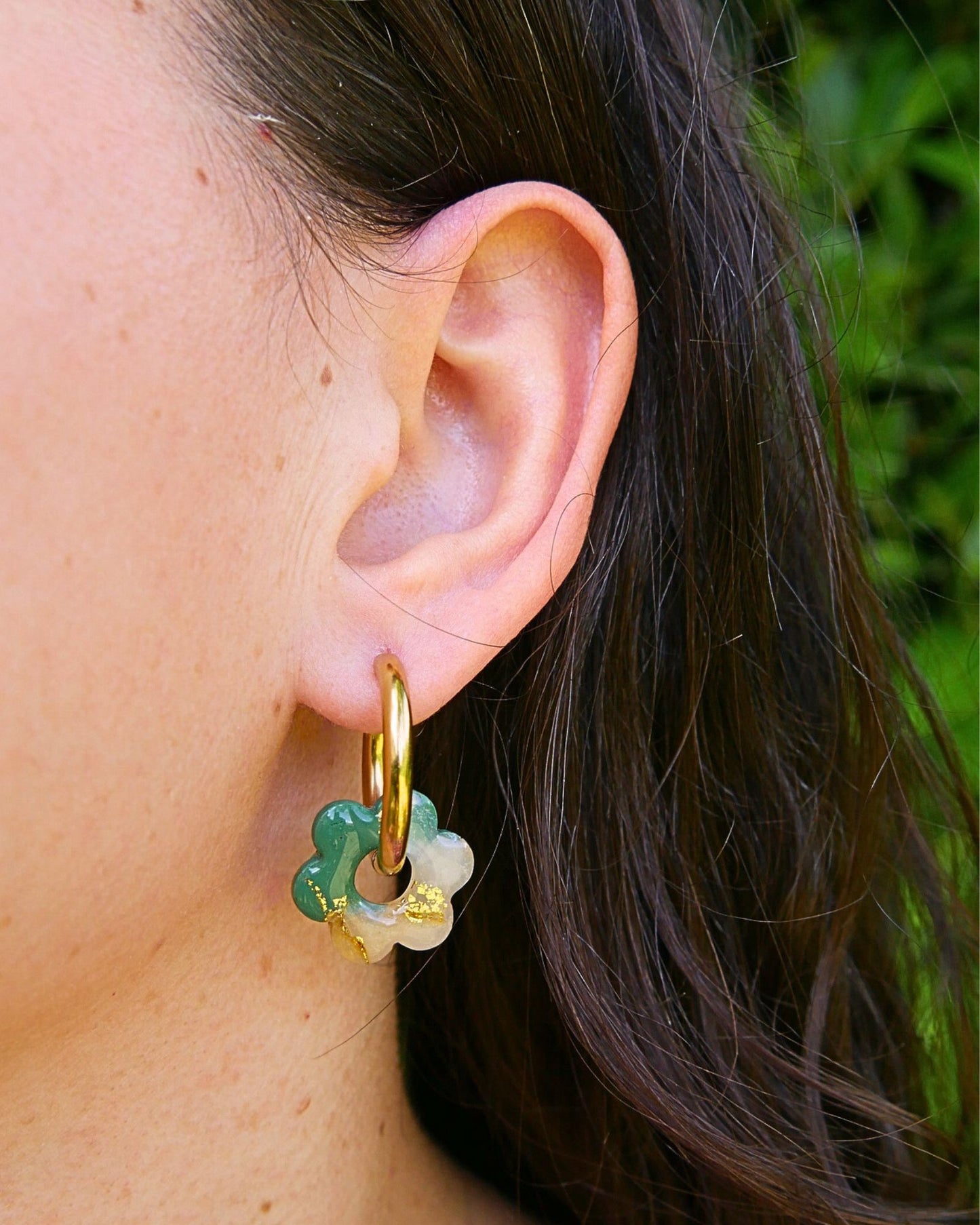 Créoles fleurs - Vert