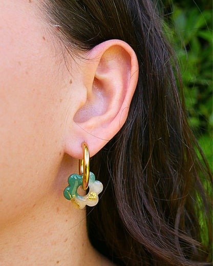 Créoles fleurs - Vert