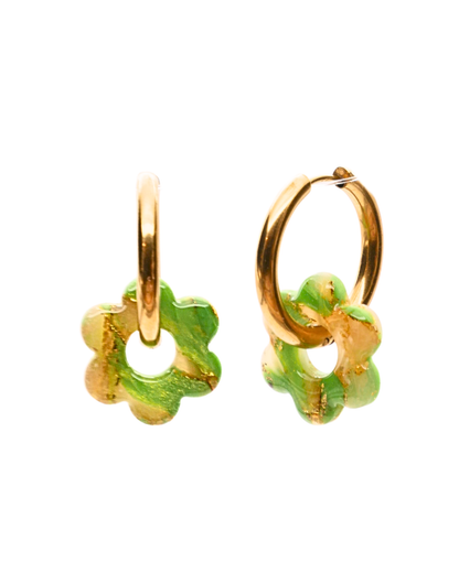 Créoles fleurs - Vert pistache