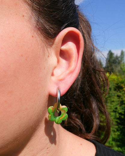Créoles fleurs - Vert pistache