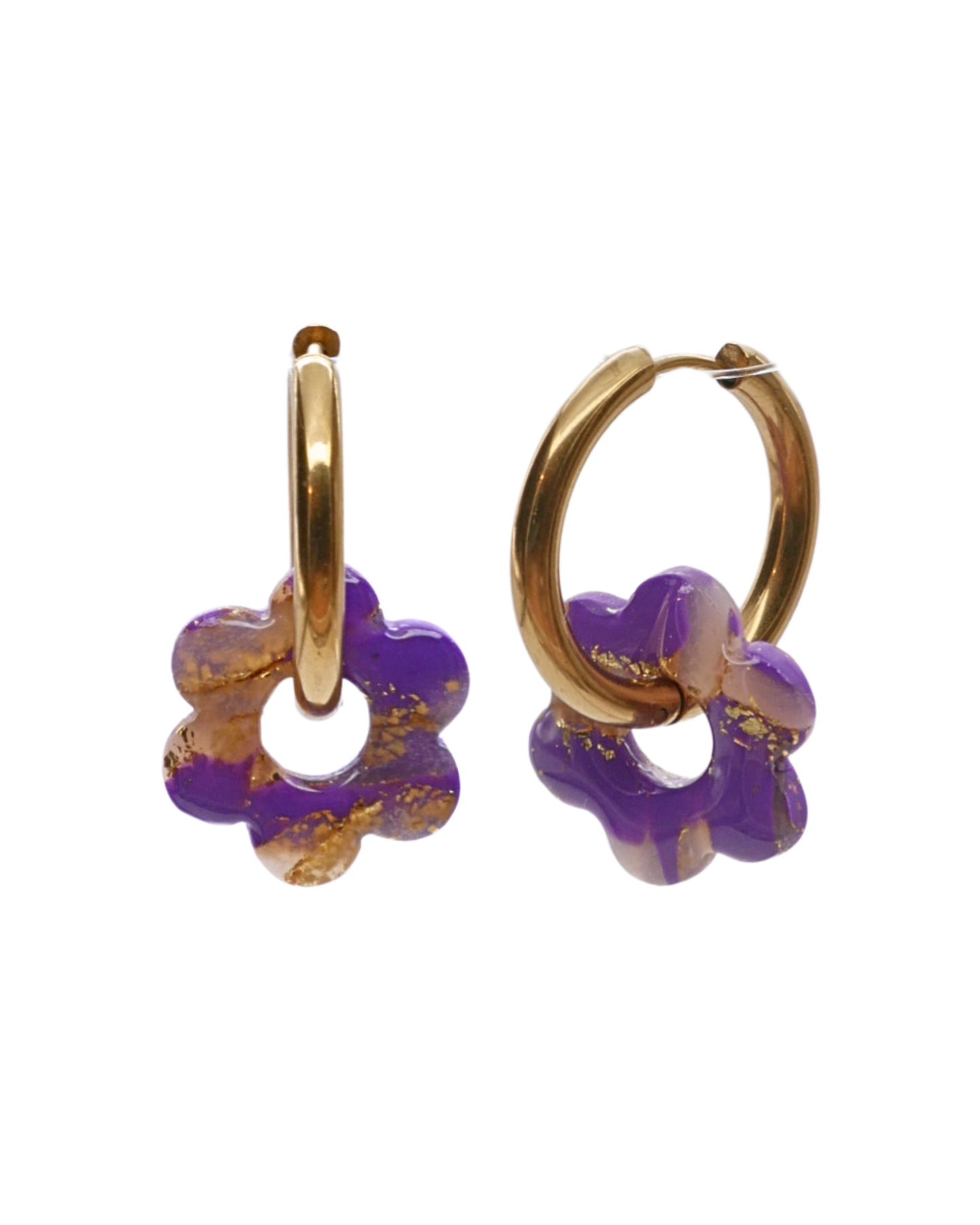 Créoles fleurs - Violet