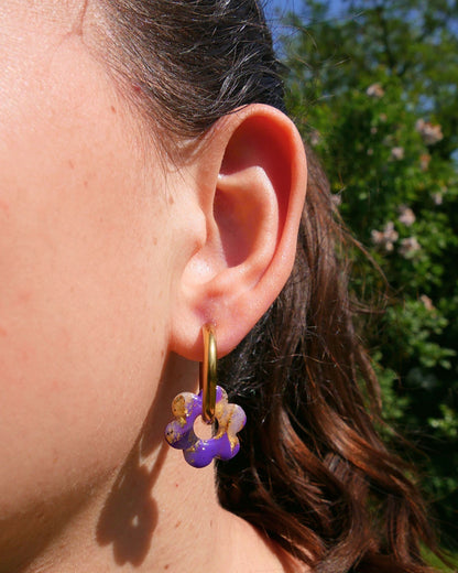 Créoles fleurs - Violet