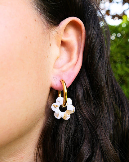 Créoles fleurs - Blanc