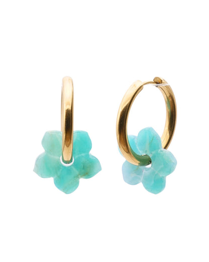 Créoles fleurs de tiaré - Bleu turquoise