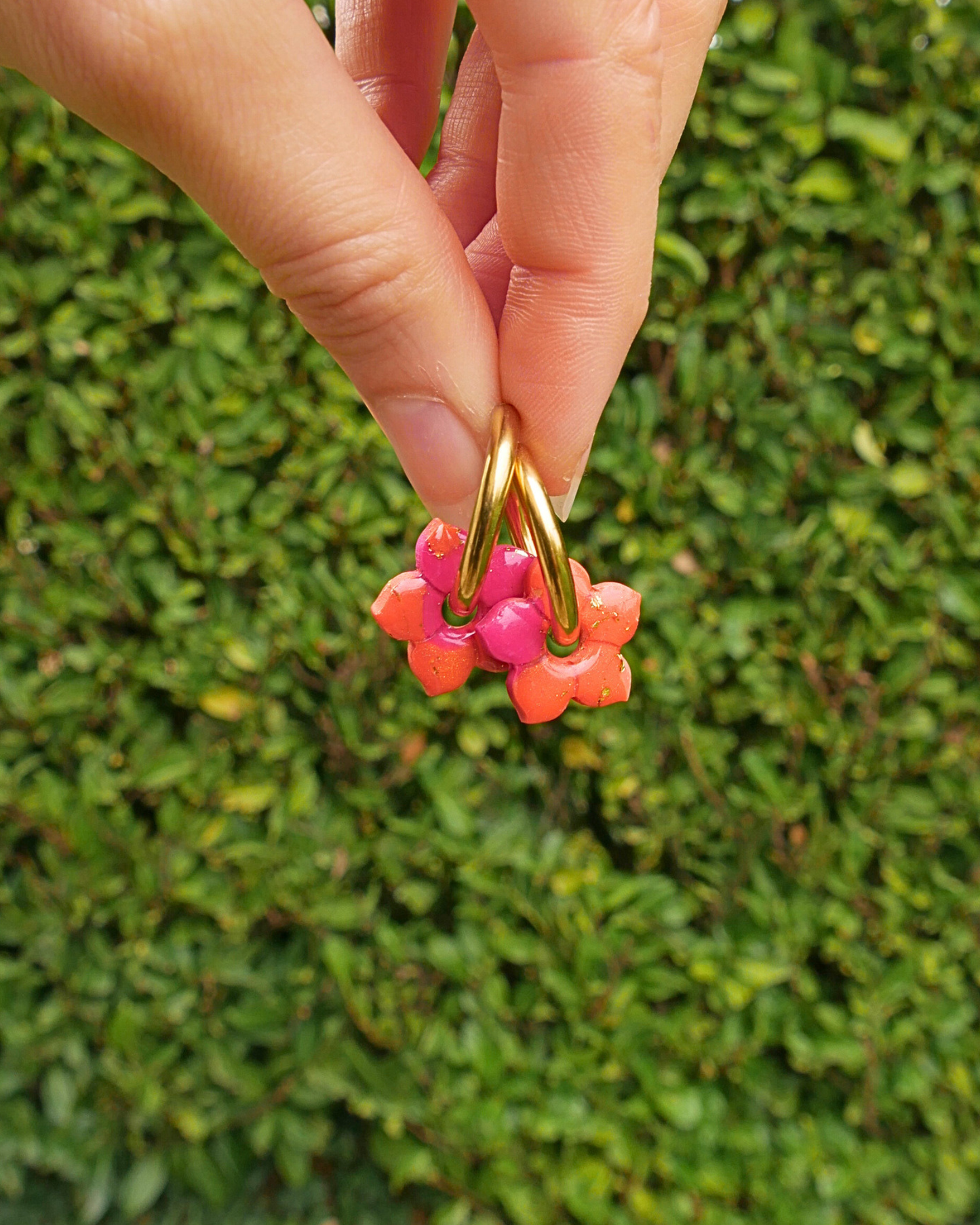 Créoles fleurs de tiaré - Orange & rose