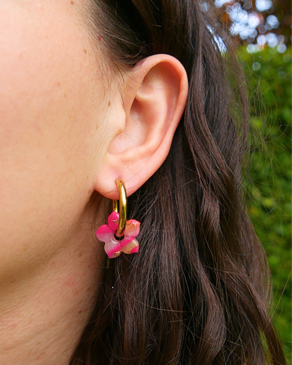 Créoles fleurs de tiaré - Rose