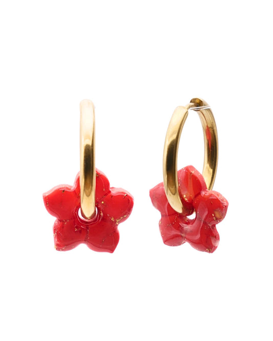 Créoles fleurs de tiaré - Rouge