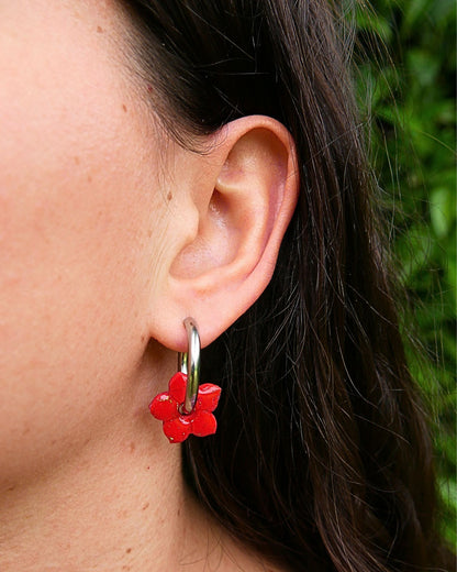 Créoles fleurs de tiaré - Rouge