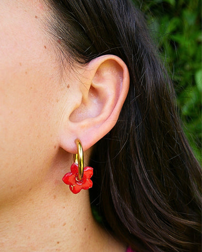 Créoles fleurs de tiaré - Rouge