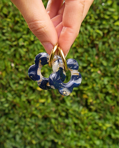 Créoles grandes fleurs - Bleu nuit