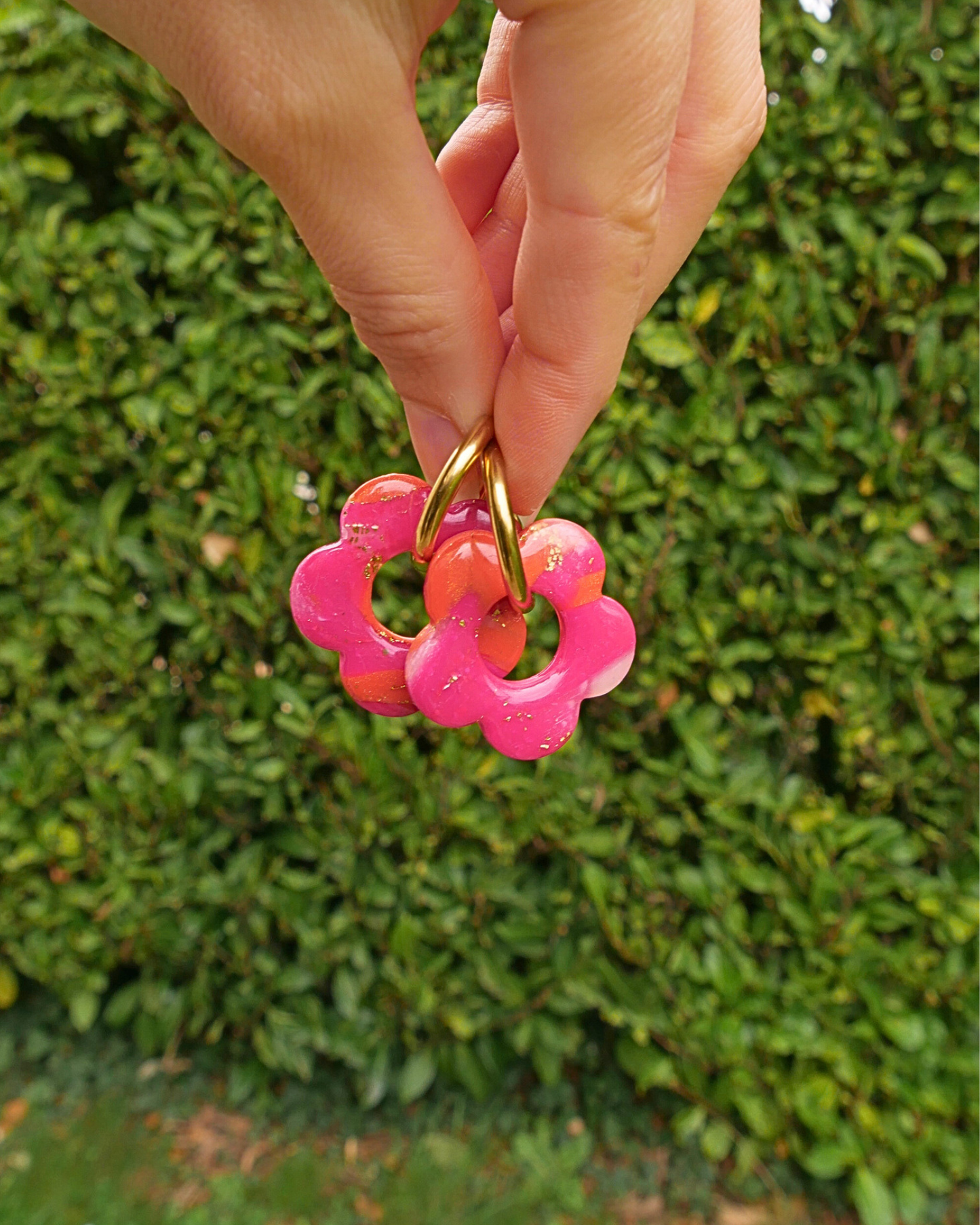 Créoles grandes fleurs - Fuchsia & Orange