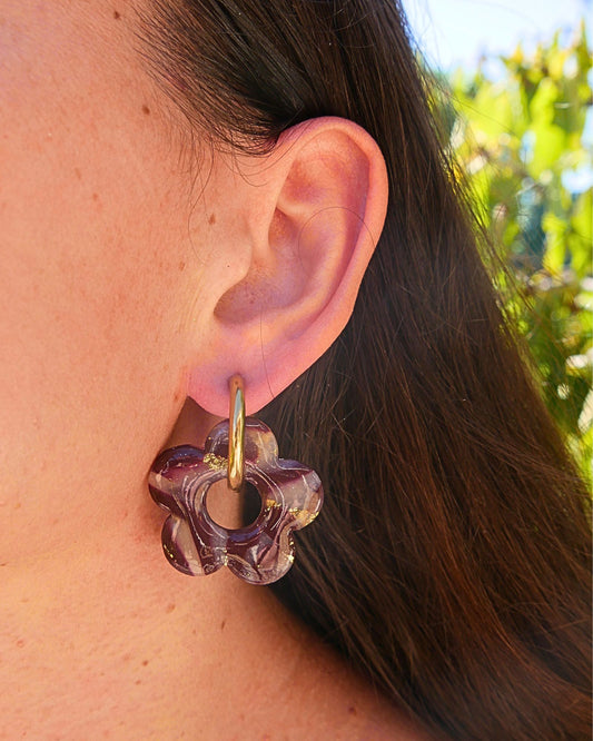 Créoles grandes fleurs - Prune