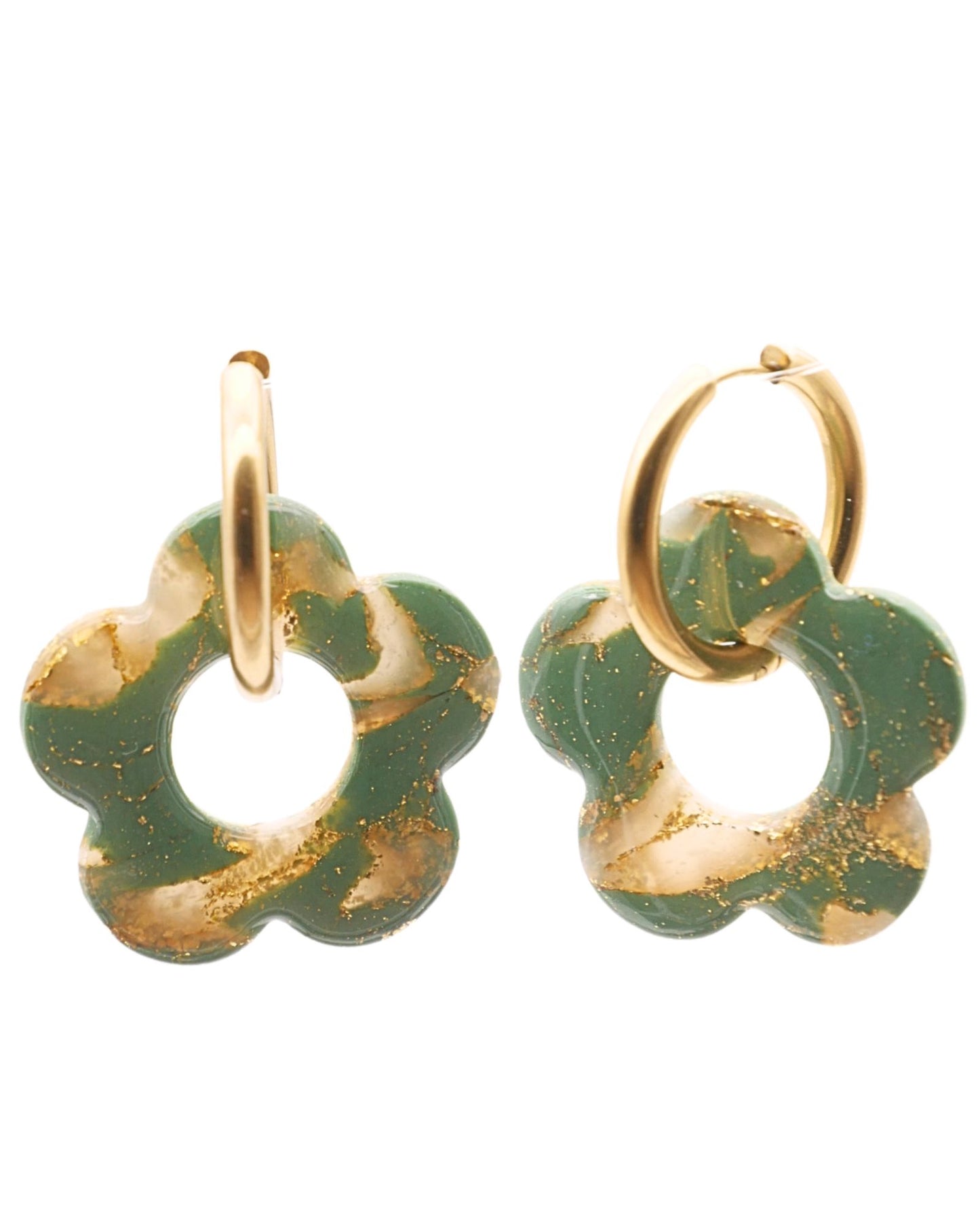 Créoles grandes fleurs - Vert