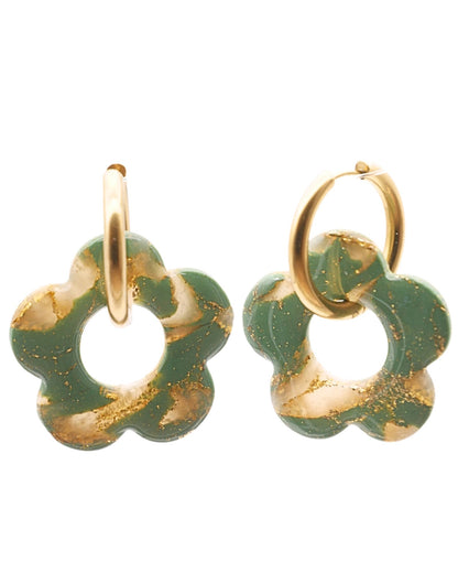 Créoles grandes fleurs - Vert