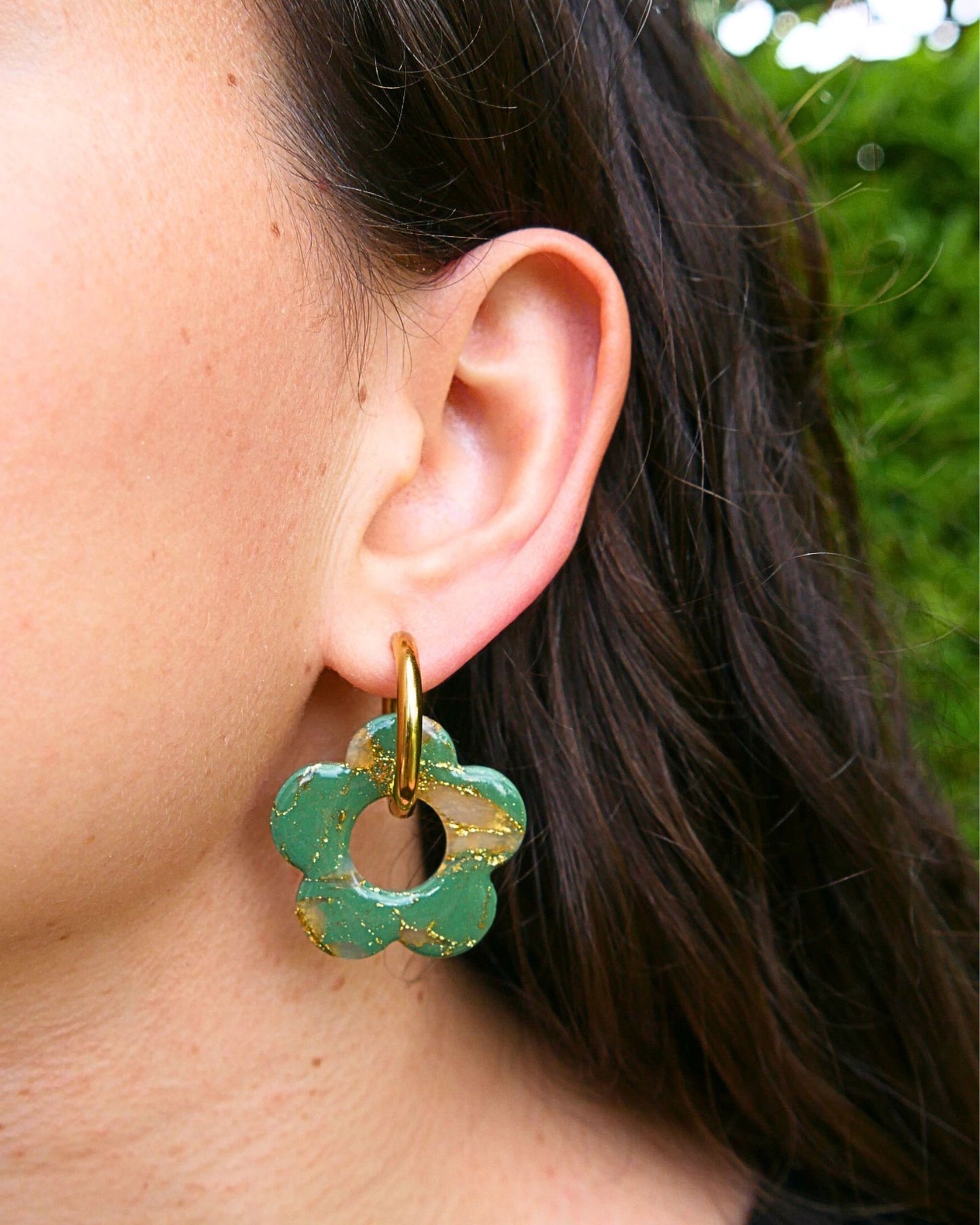 Créoles grandes fleurs - Vert