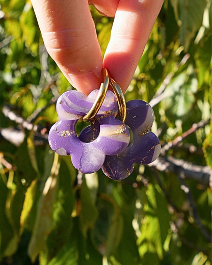 Créoles grandes fleurs - Violet