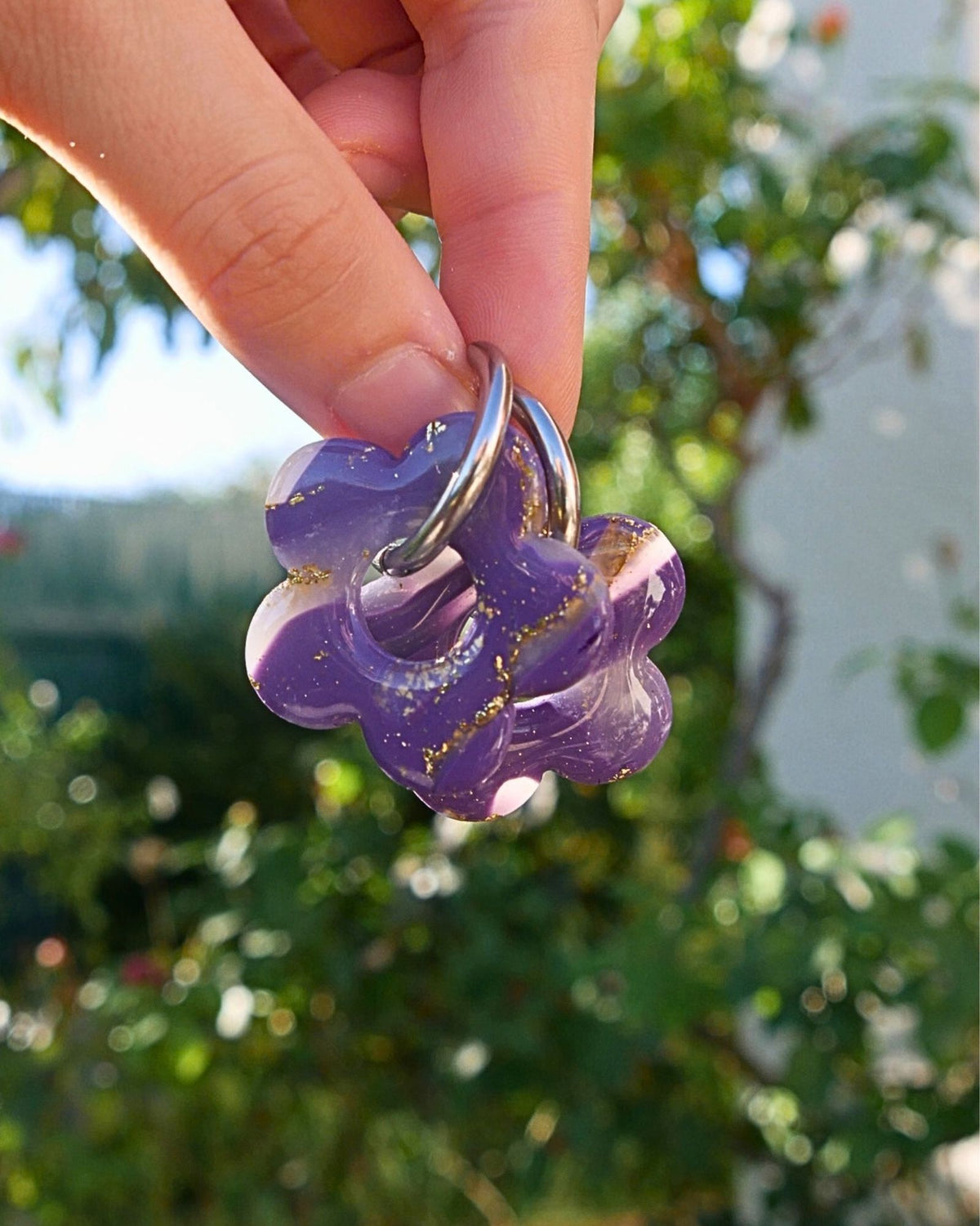 Créoles grandes fleurs - Violet