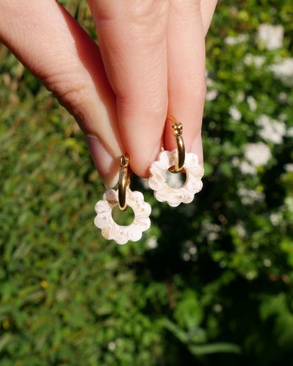 Créoles petites fleurs - Blanc