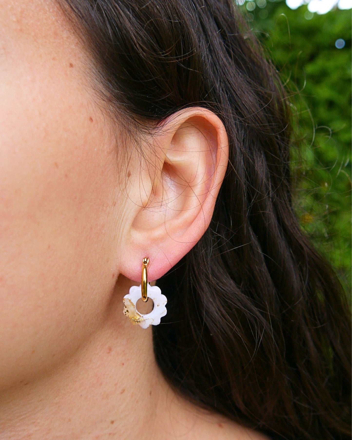 Créoles petites fleurs - Blanc