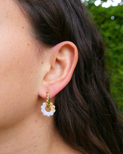 Créoles petites fleurs - Blanc