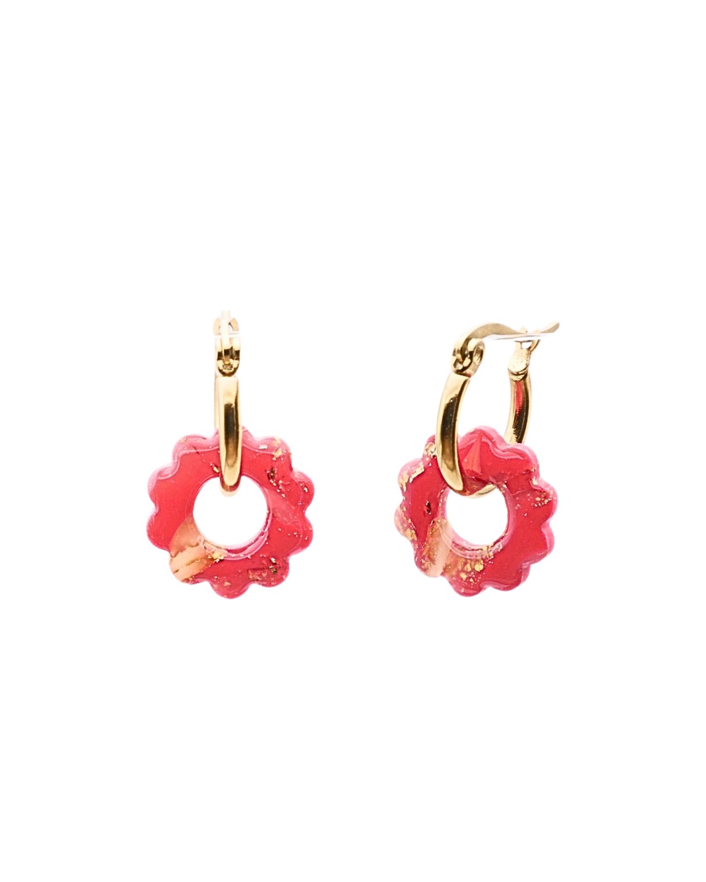 Créoles petites fleurs - Framboise
