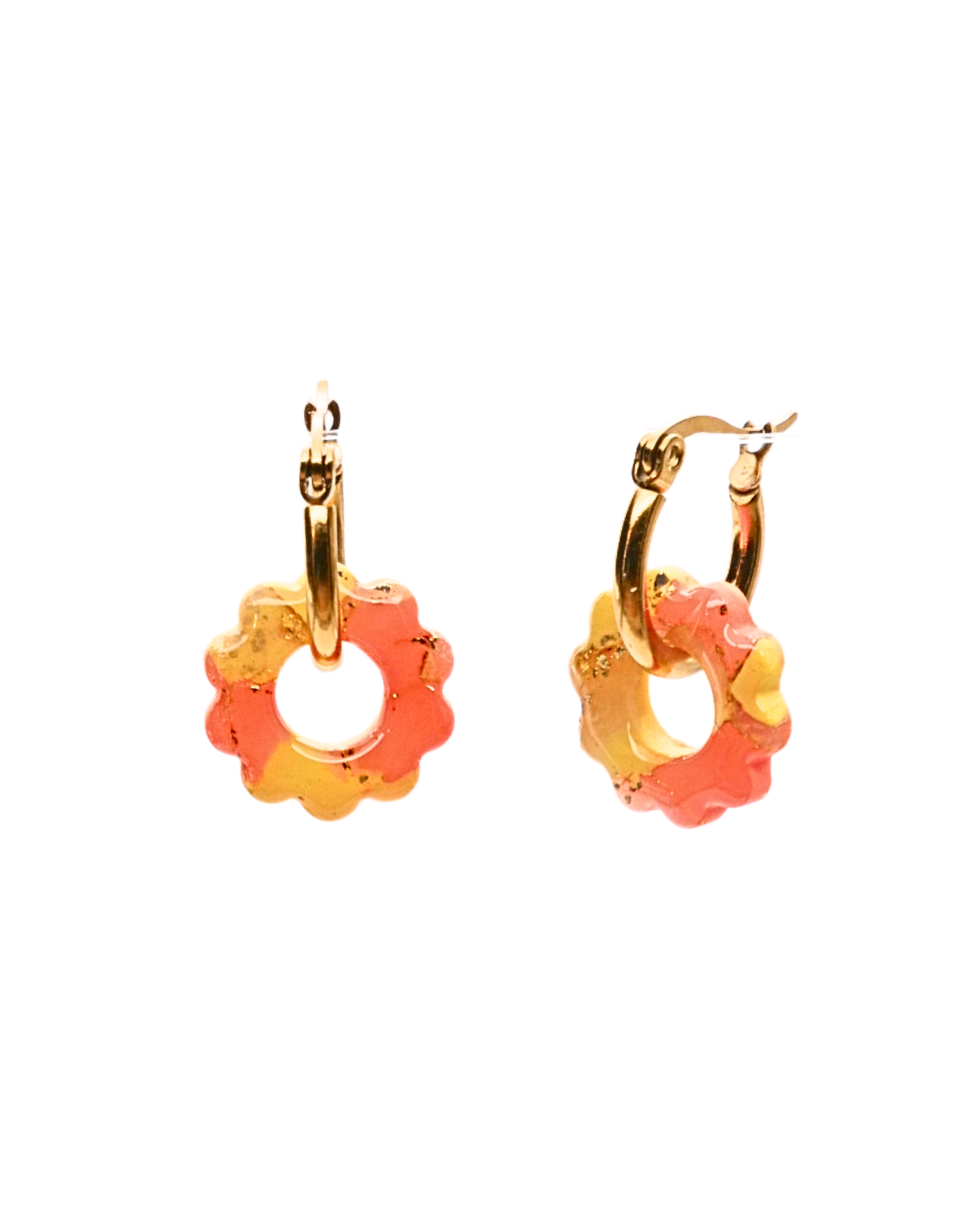 Créoles petites fleurs - Jaune & orange