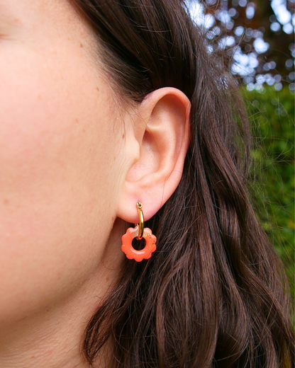Créoles petites fleurs - Orange