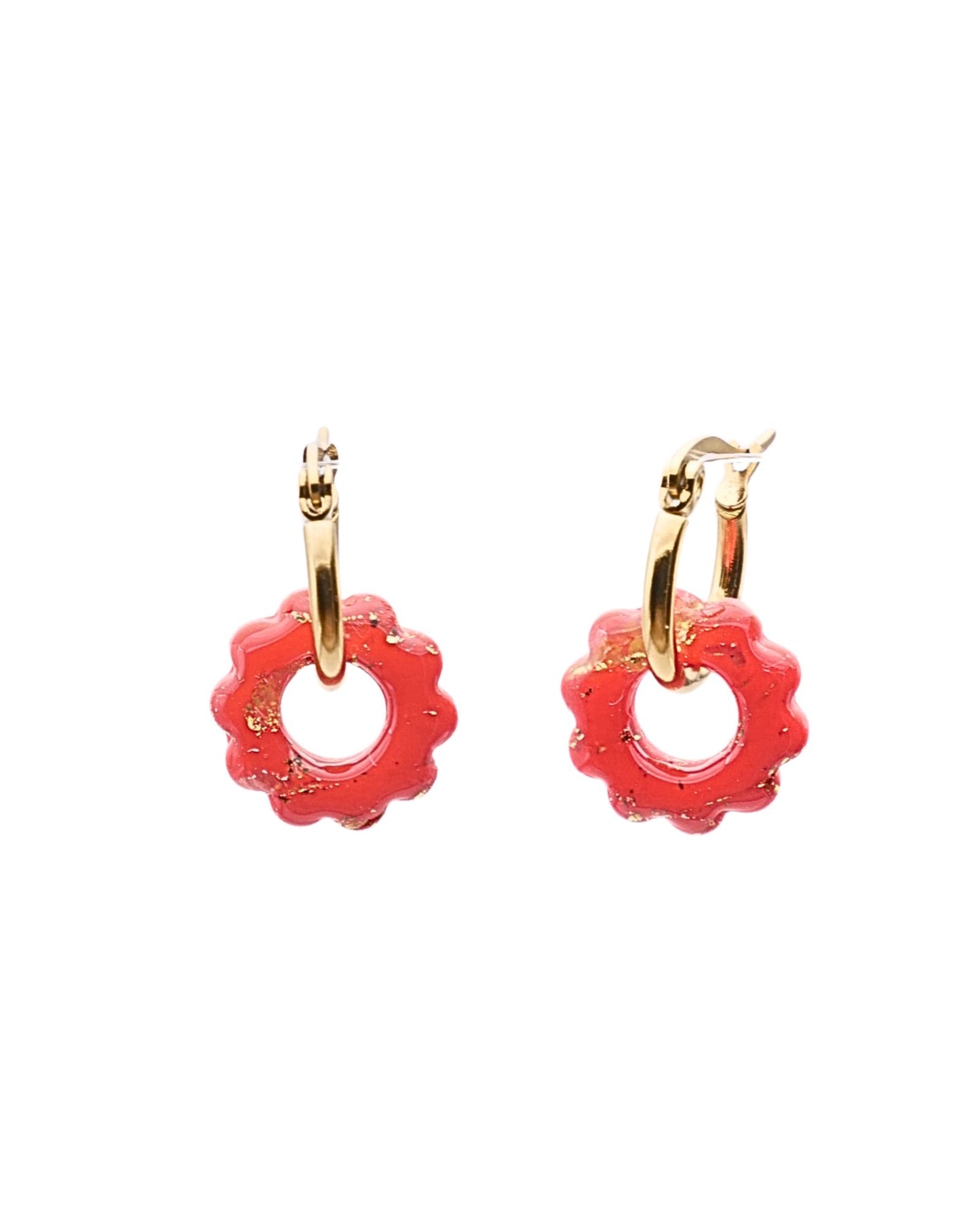 Créoles petites fleurs - Rouge