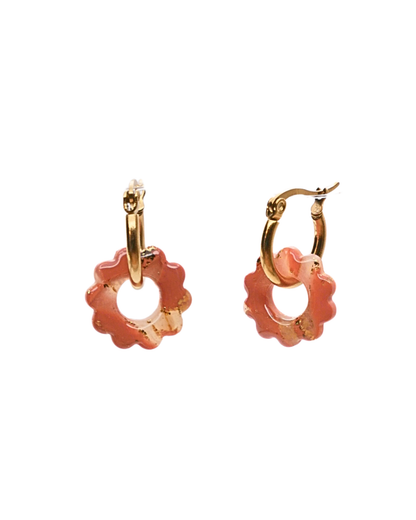 Créoles petites fleurs - Terracotta