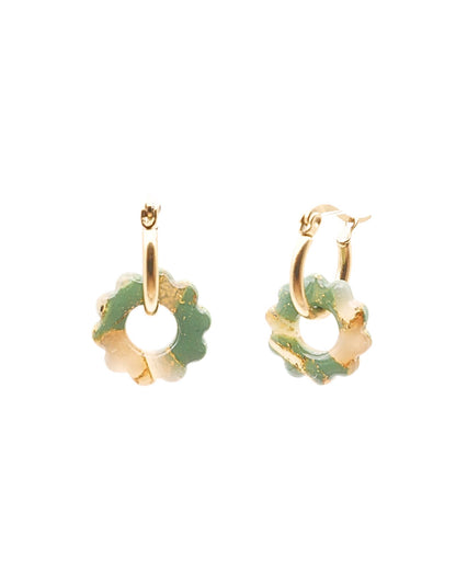 Créoles petites fleurs - Vert