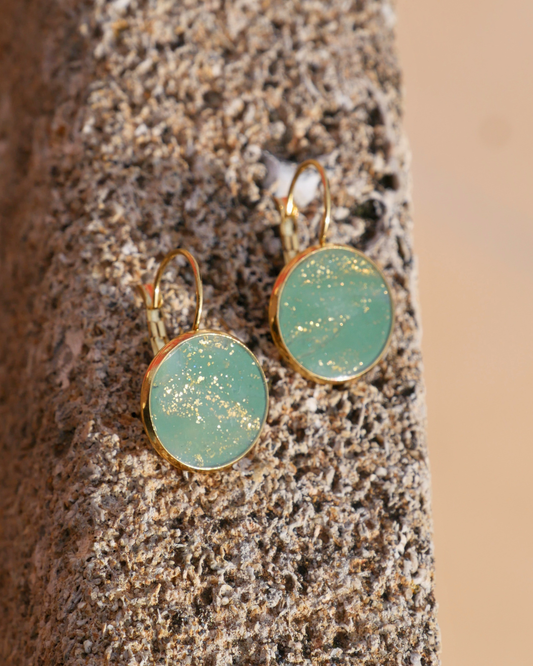 Boucles d'oreilles dormeuses - Vert