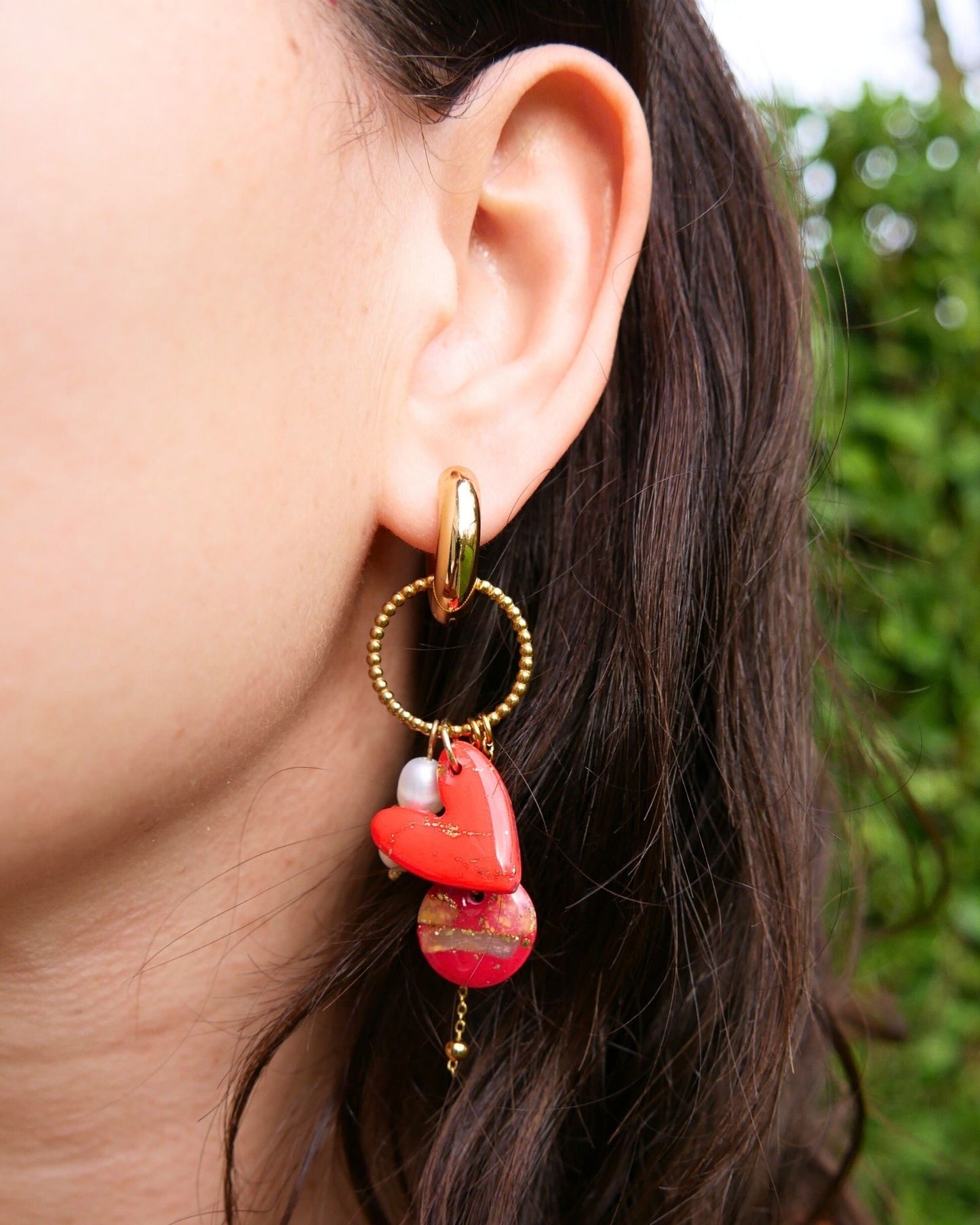 Boucles d'oreilles pendantes - Coeur Rouge - Édition Limitée
