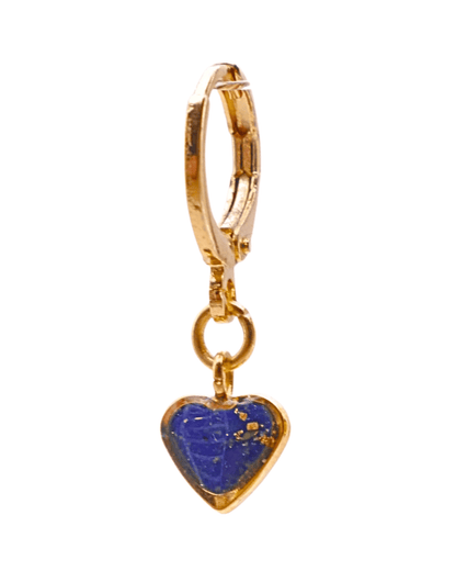 Boucle d'oreille unitaire petit coeur - Bleu électrique