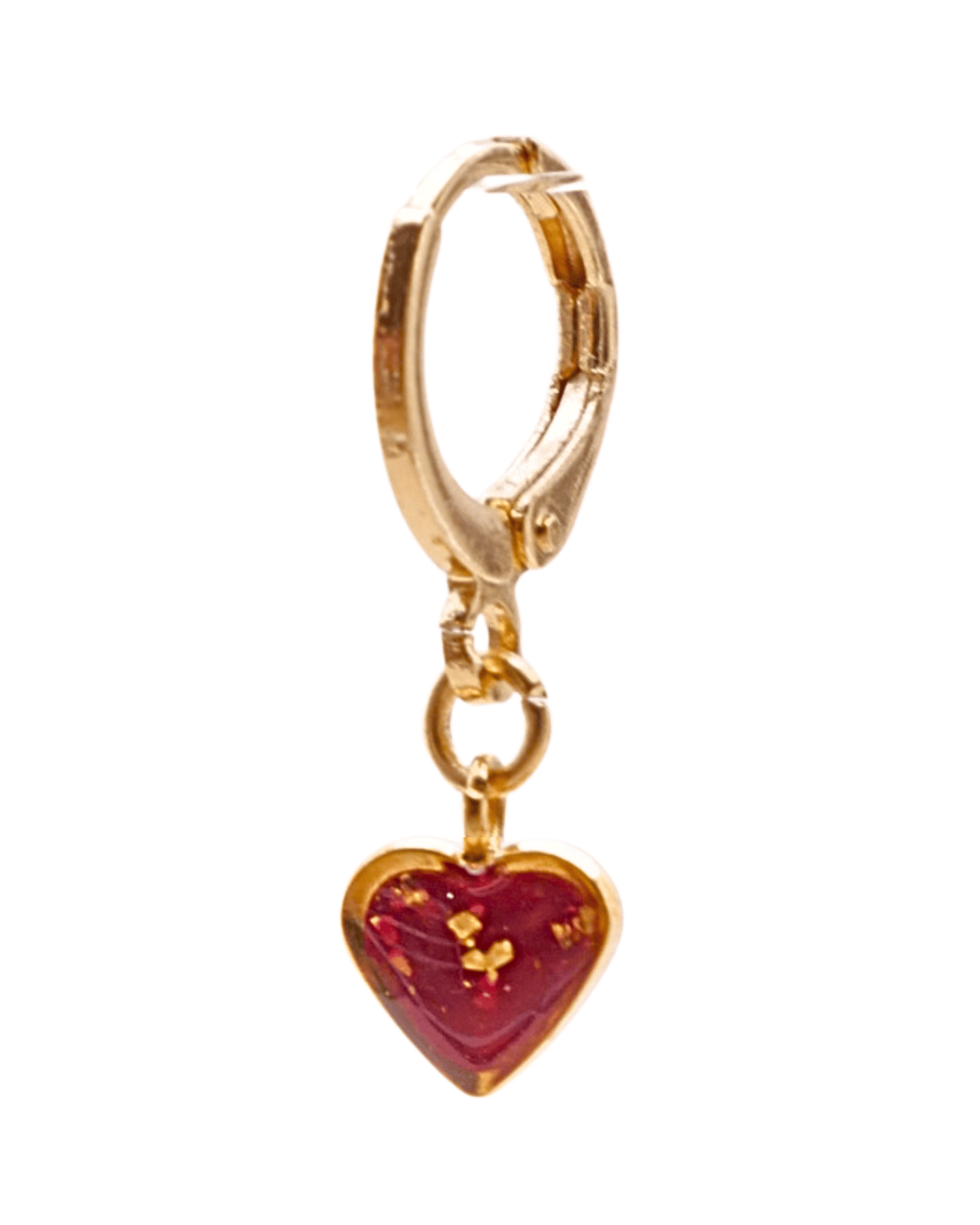 Boucle d'oreille unitaire petit coeur - Rouge