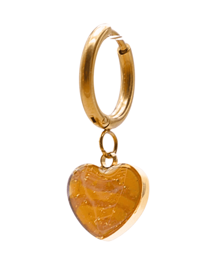 Boucle d'oreille unitaire grand coeur - Jaune
