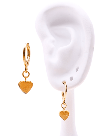 Boucle d'oreille unitaire petit coeur - Jaune
