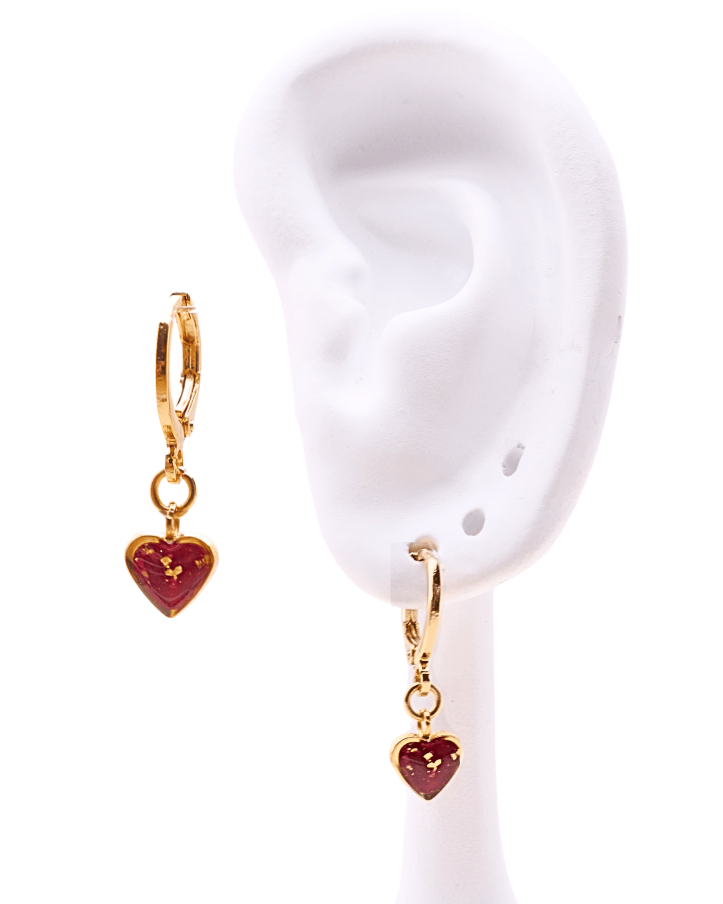 Boucle d'oreille unitaire petit coeur - Rouge
