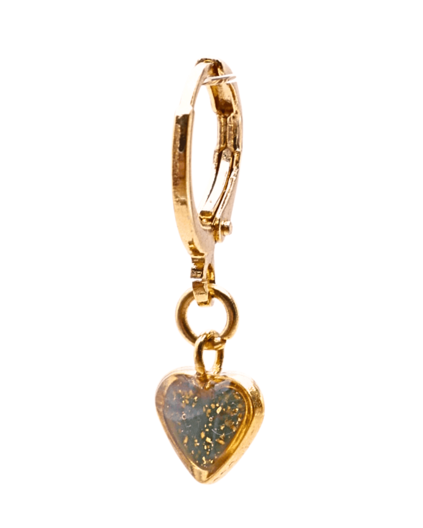 Boucle d'oreille unitaire petit coeur - Vert foncé