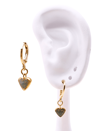 Boucle d'oreille unitaire petit coeur - Vert foncé