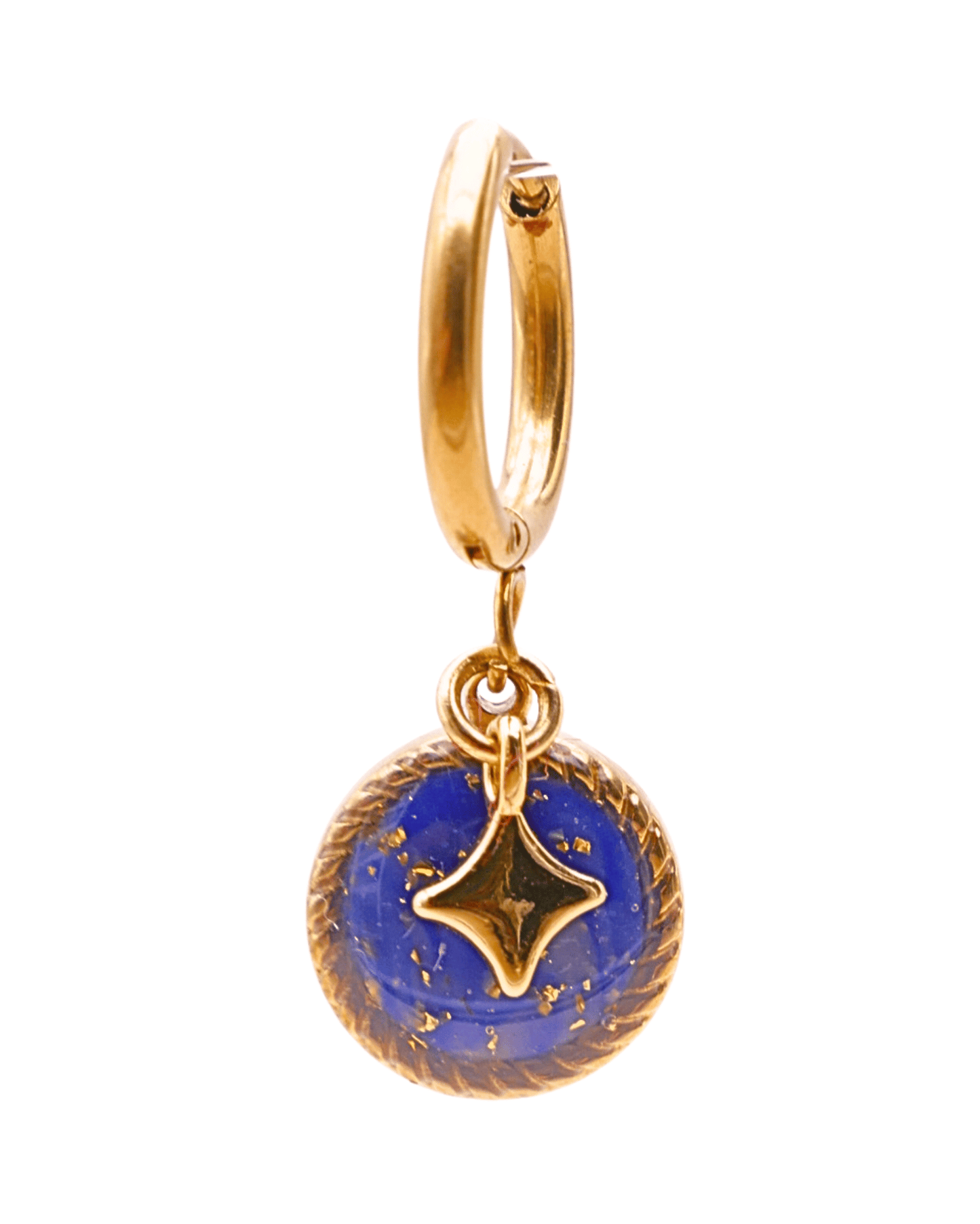 Boucle d'oreille unitaire rond - Bleu électrique