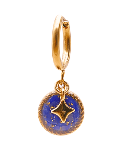 Boucle d'oreille unitaire rond - Bleu électrique