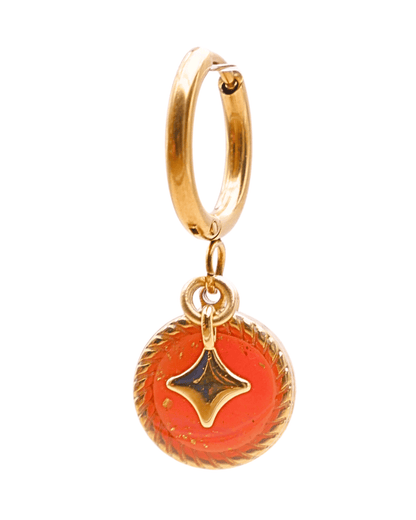Boucle d'oreille unitaire rond - Orange