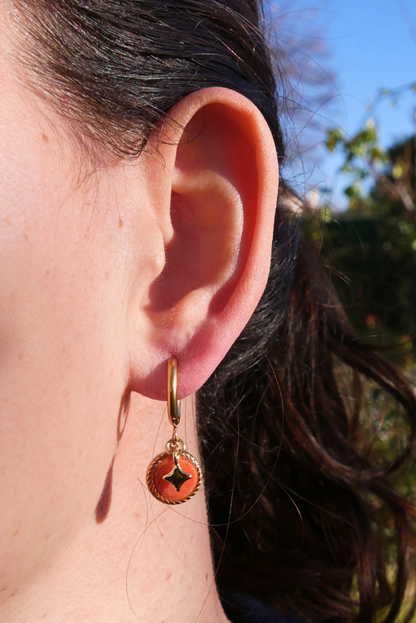 Boucle d'oreille unitaire rond - Orange