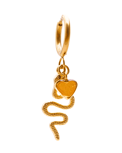 Boucle d'oreille unitaire serpent - Jaune